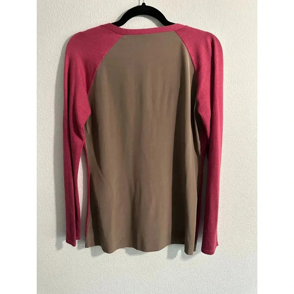 Saks Fifth Avenue Cashmere and Silk Cardigan Rose Pink and Brown Sweater Size M - Picture 8 of 8